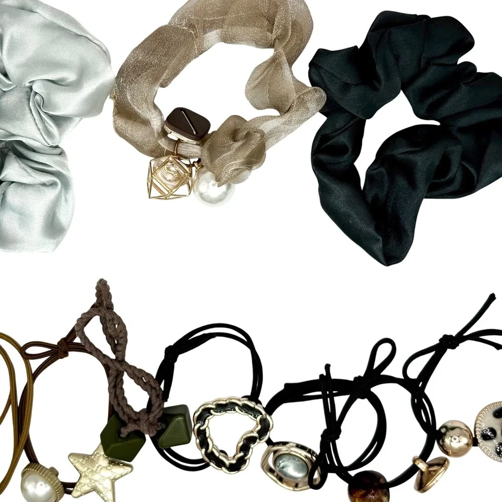 New Women's Hair Accessories Lot 16pcs – Scrunchies, Hair Ties, Earrings & Clips